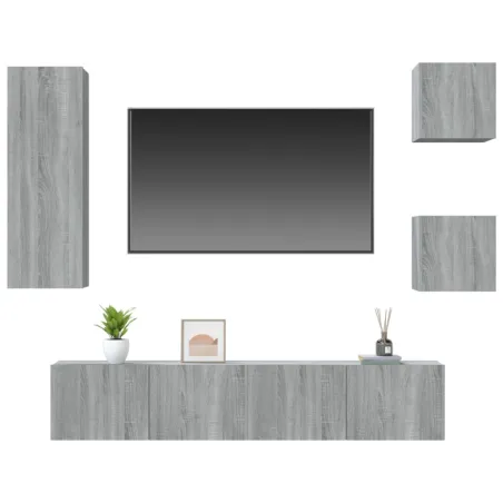 Ensemble de meubles TV 5 pcs Sonoma gris Bois d'ingénierie