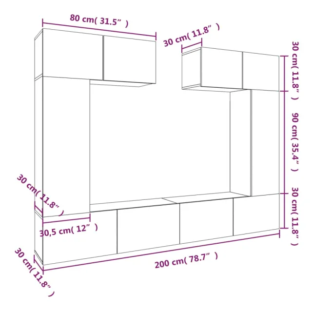 Ensemble de meubles TV 6 pcs Chêne fumé Bois d'ingénierie