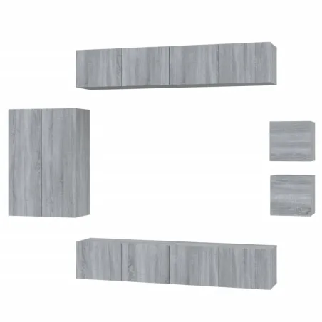 Ensemble de meubles TV 8 pcs Sonoma gris Bois d'ingénierie