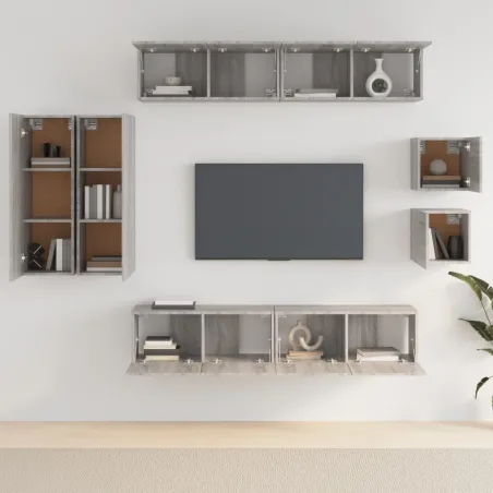 Ensemble de meubles TV 8 pcs Sonoma gris Bois d'ingénierie