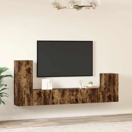 Ensemble de meubles TV 4 pcs Chêne fumé Bois d'ingénierie