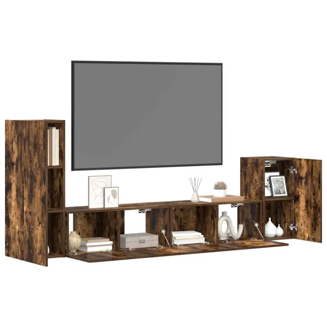 Ensemble de meubles TV 4 pcs Chêne fumé Bois d'ingénierie