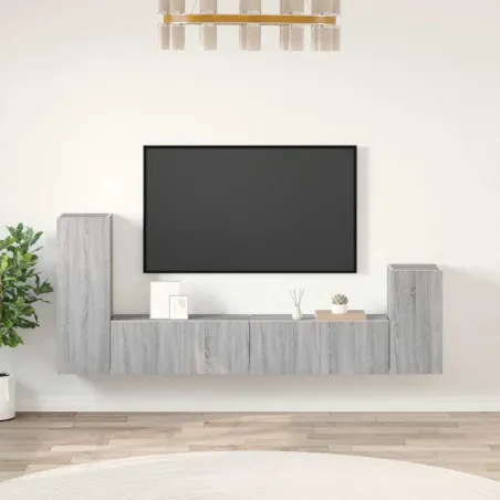 Ensemble de meubles TV 4 pcs Sonoma gris Bois d'ingénierie