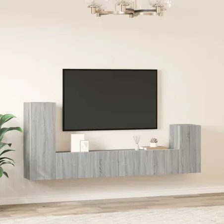 Ensemble de meubles TV 4 pcs Sonoma gris Bois d'ingénierie