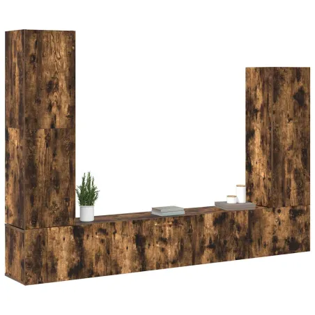 Ensemble de meubles TV 4 pcs Chêne fumé Bois d'ingénierie