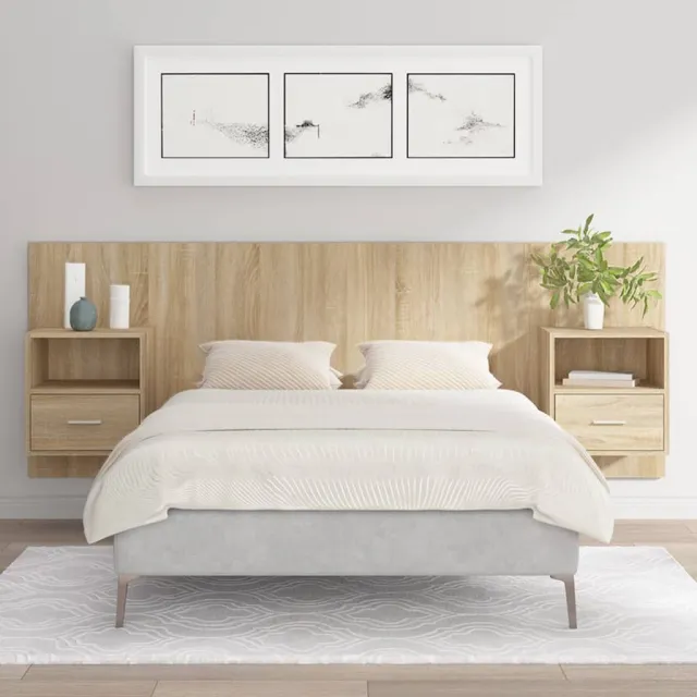 Tête de lit avec armoires Chêne sonoma Bois d'ingénierie