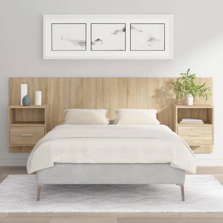 Tête de lit avec armoires Chêne sonoma Bois d'ingénierie