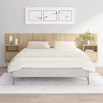 Tête de lit avec armoires chêne sonoma bois d'ingénierie