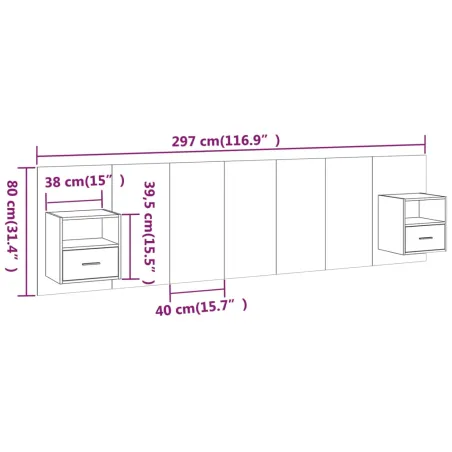 Tête de lit avec armoires Chêne sonoma Bois d'ingénierie