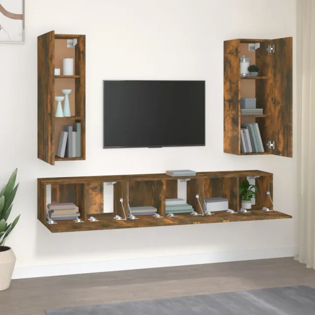 Ensemble de meubles TV 5 pcs Chêne fumé Bois d'ingénierie