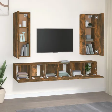 Ensemble de meubles TV 5 pcs Chêne fumé Bois d'ingénierie