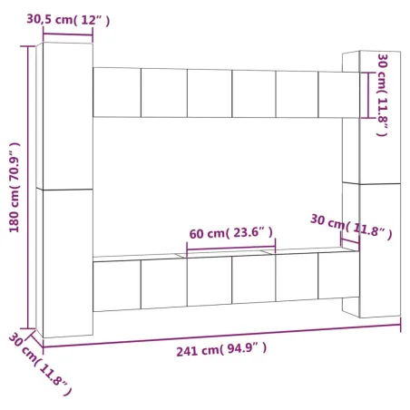 Ensemble de meubles TV 10 pcs Sonoma gris Bois d'ingénierie
