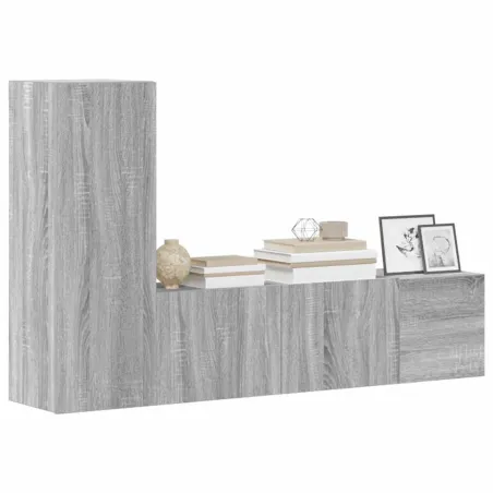Ensemble de meubles TV 3 pcs Sonoma gris Bois d'ingénierie
