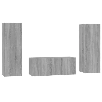 Ensemble de meubles TV 3 pcs Sonoma gris Bois d'ingénierie 2