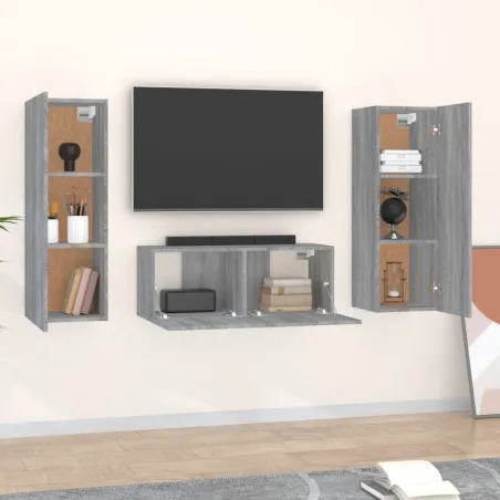 Ensemble de meubles TV 3 pcs Sonoma gris Bois d'ingénierie