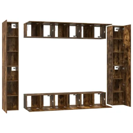 Ensemble de meubles TV 10 pcs Chêne fumé Bois d'ingénierie