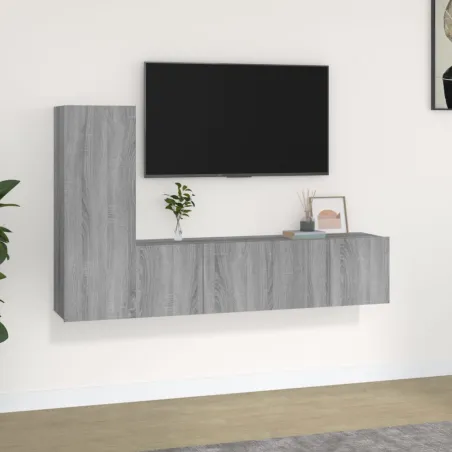 Ensemble de meubles TV 3 pcs Sonoma gris Bois d'ingénierie