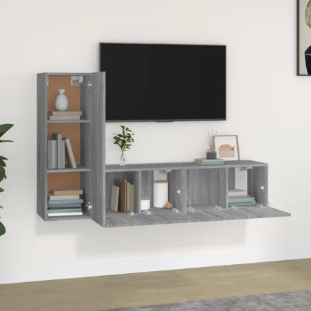 Ensemble de meubles TV 3 pcs Sonoma gris Bois d'ingénierie