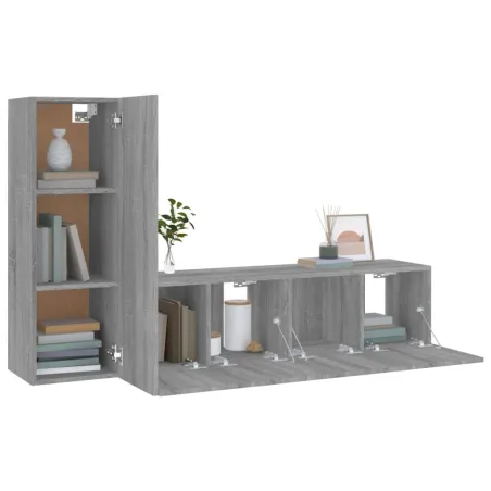Ensemble de meubles TV 3 pcs Sonoma gris Bois d'ingénierie