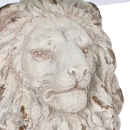 Side table DKD Home Decor Lion 52 x 44 x 72 cm Crystal Grey Metal Whit 2