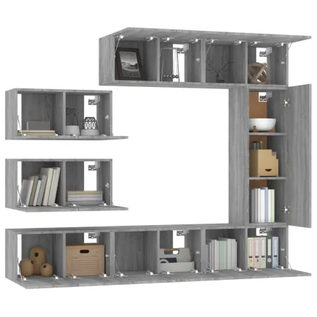 Ensemble de meubles TV 8 pcs Sonoma gris Bois d'ingénierie