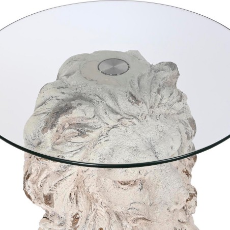 Table d'appoint DKD Home Decor Lion 52 x 44 x 72 cm Verre Gris Métal