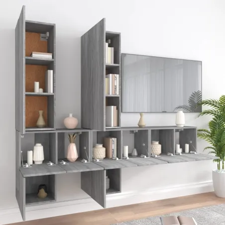 Ensemble de meubles TV 7 pcs Sonoma gris Bois d'ingénierie