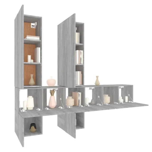 Ensemble de meubles TV 7 pcs Sonoma gris Bois d'ingénierie