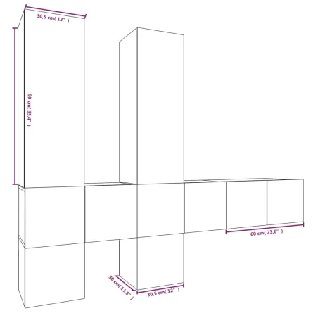 Ensemble de meubles TV 7 pcs Sonoma gris Bois d'ingénierie