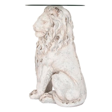 Table d'appoint DKD Home Decor Lion 52 x 44 x 72 cm Verre Gris Métal