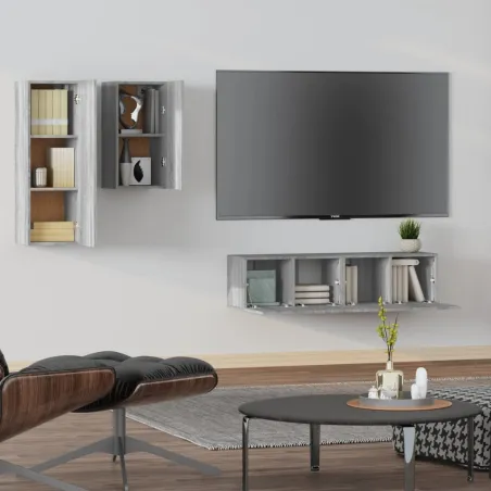 Ensemble de meubles TV 4 pcs Sonoma gris Bois d'ingénierie