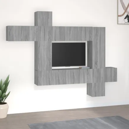 Ensemble de meubles TV 10 pcs Sonoma gris Bois d'ingénierie