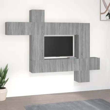 Ensemble de meubles TV 10 pcs Sonoma gris Bois d'ingénierie