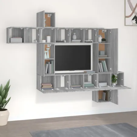 Ensemble de meubles TV 10 pcs Sonoma gris Bois d'ingénierie