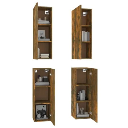 Meubles TV 4 pcs Chêne fumé 30,5x30x90 cm Bois d'ingénierie