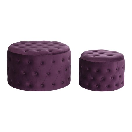 Footrest DKD Home Decor Purple Polyester Burgundy MDF Wood (70 x 70 x