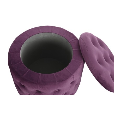 Reposapiés DKD Home Decor Púrpura Poliéster Burdeos Madera MDF (70 2