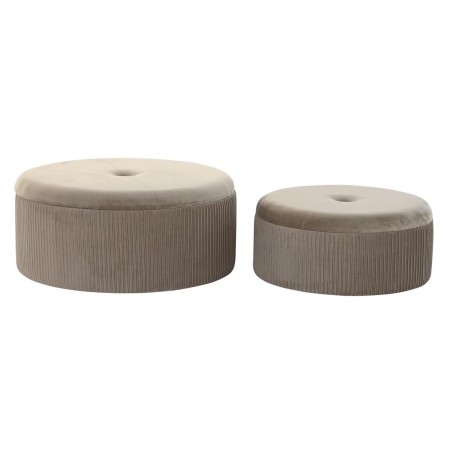 Footrest DKD Home Decor 70 x 70 x 32 cm 70 x 70 x 28 cm Velvet Light g