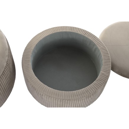 Poggiapiedi DKD Home Decor 70 x 70 x 32 cm 70 x 70 x 28 cm Velluto Gri 2