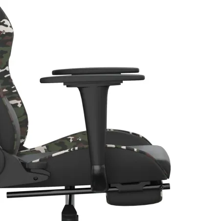 Chaise de jeu avec repose-pied Noir et camouflage Similicuir