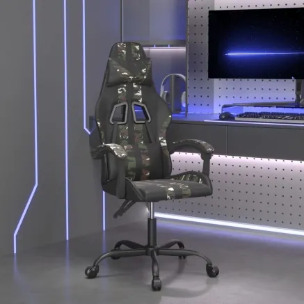 Chaise de jeu Noir et camouflage Similicuir