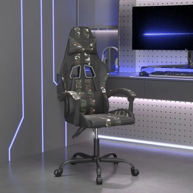 Chaise de jeu Noir et camouflage Similicuir
