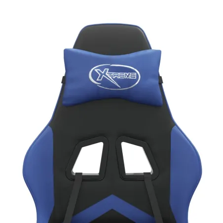 Chaise de jeu avec repose-pied Noir et bleu Similicuir