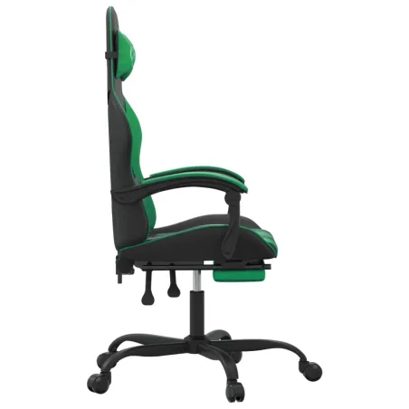 Chaise de jeu avec repose-pied Noir et vert Similicuir