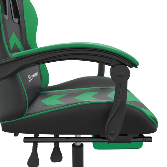 Chaise de jeu avec repose-pied Noir et vert Similicuir
