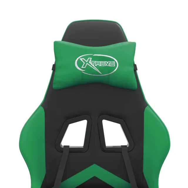 Chaise de jeu avec repose-pied Noir et vert Similicuir