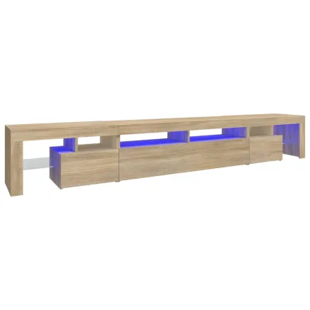 Meuble TV avec lumières LED Chêne sonoma 260x36,5x40 cm 2