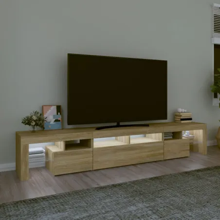 Meuble TV avec lumières LED Chêne sonoma 230x36,5x40 cm