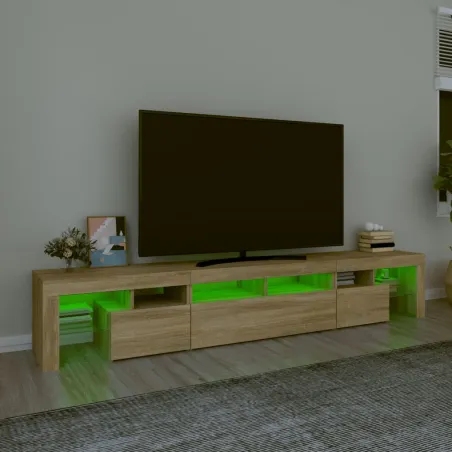 Meuble TV avec lumières LED Chêne sonoma 230x36,5x40 cm