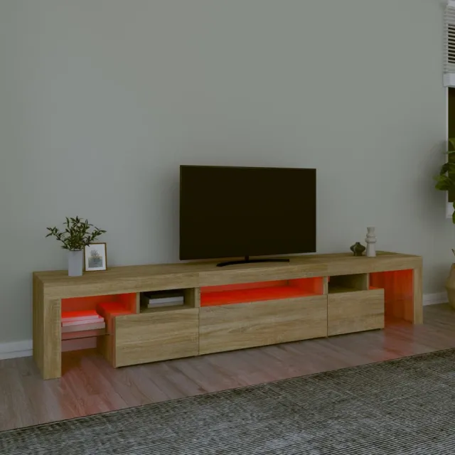 Meuble TV avec lumières LED Chêne sonoma 215x36,5x40 cm